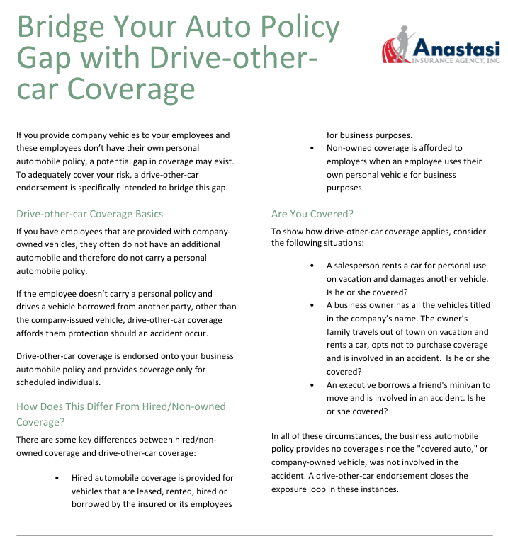 Bridge your auto policy gap with drive other car coverage